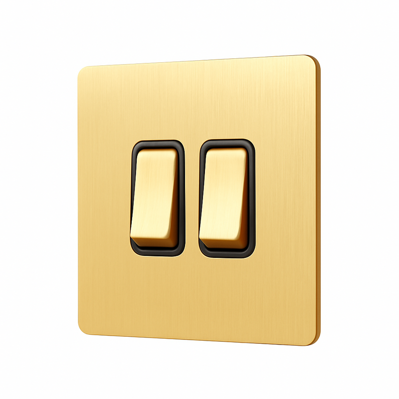 Prise RJ45 en acier doré brossé bords arrondis