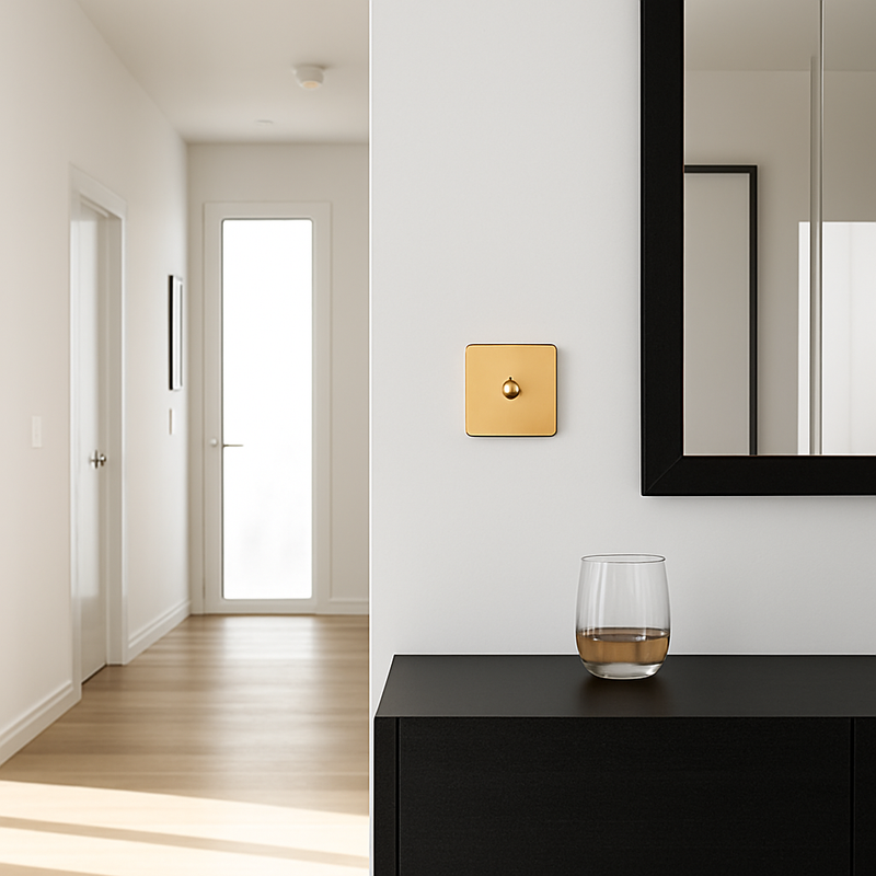 Prise RJ45 en acier doré brossé et bords arrondis