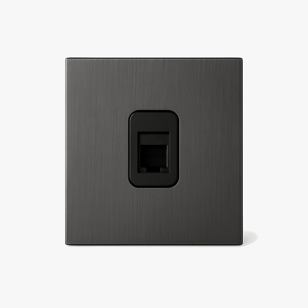 Prise RJ45 en acier gris foncé brossé
