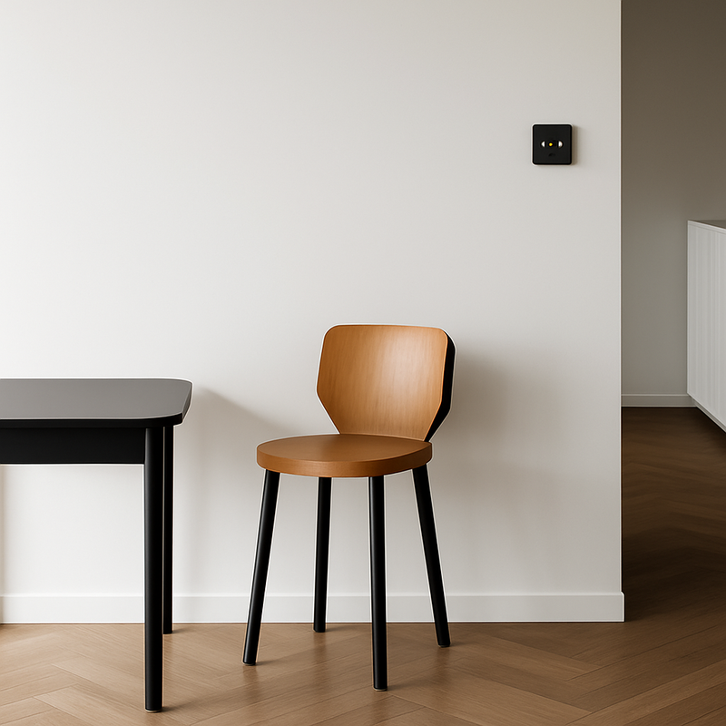 Prise RJ45 en acier noir mat bords arrondis