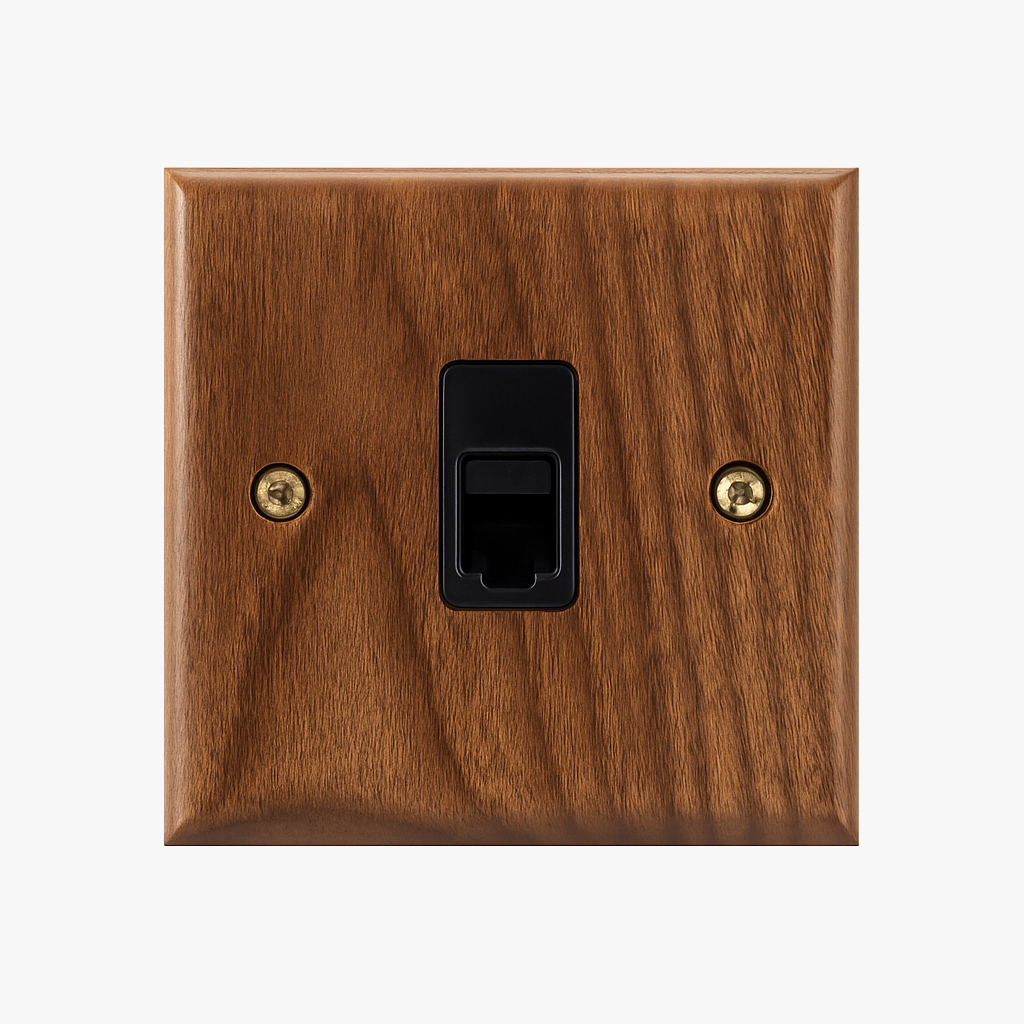 Prise RJ45 en bois et vis dorées