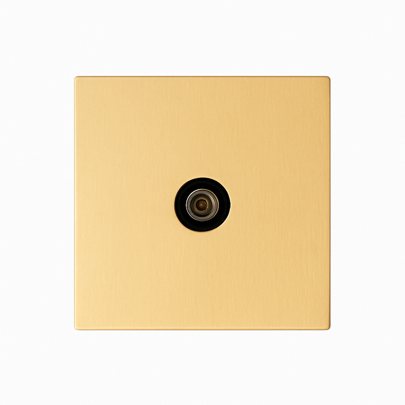 Prise TV en acier doré brossé