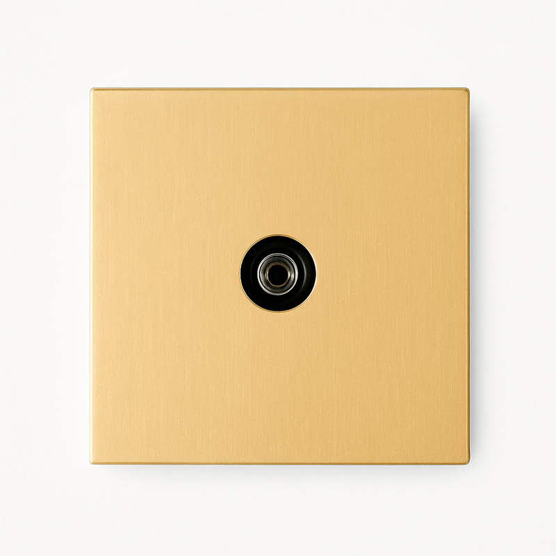 Prise TV en acier doré brossé