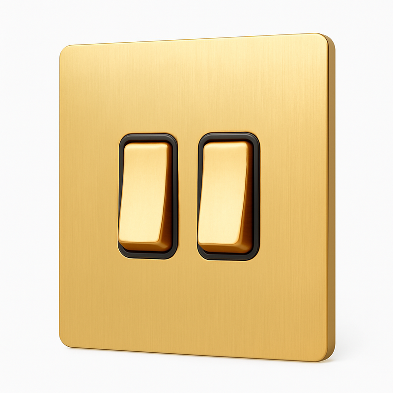 Prise TV en acier doré brossé bords arrondis