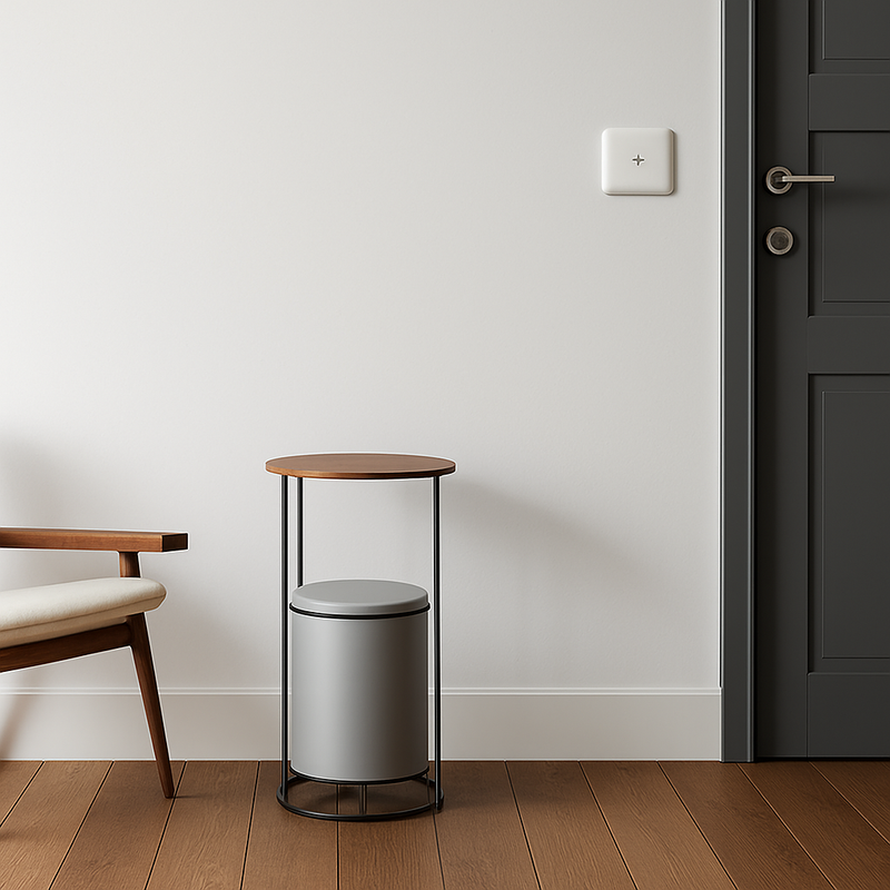 Prise TV en acier gris clair brossé bords arrondis