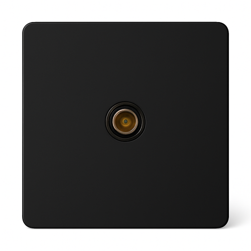 Prise TV en acier noir mat bords arrondis