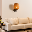 Rattan and bamboo vintage wall light, retro industrial bedside wall lamp for dining room and bedroom