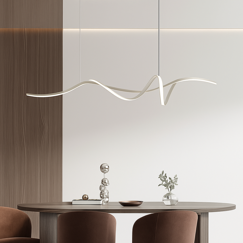 ruban forme Design salle à manger LED lustre en aluminium simplicité salon maison décoration intérieure éclairage de Table