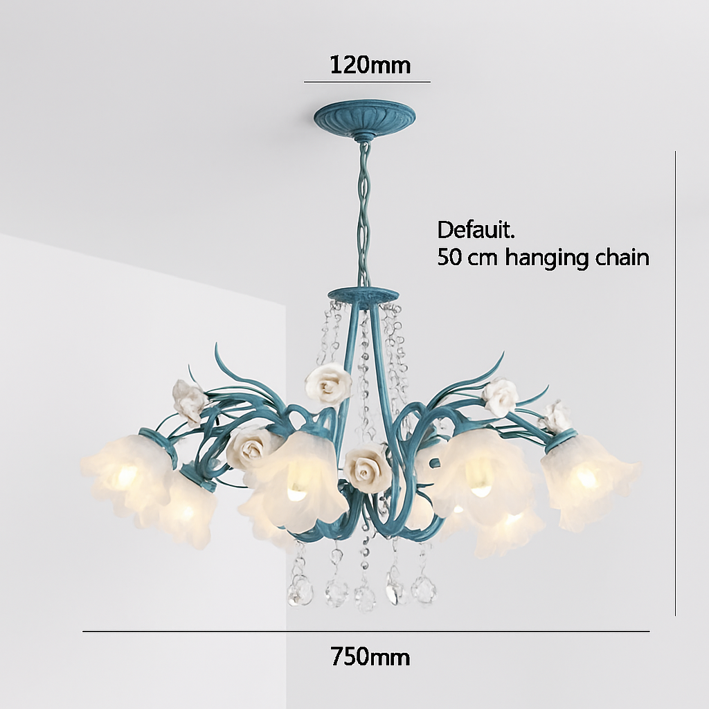 SANDYHA moderne suspension lumières français pastorale fleurs verre cristal Lustre salon salle à manger décor à la maison Lustre Design Luxe - vue 7 sur 12