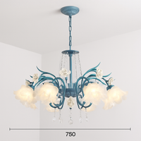 SANDYHA moderne suspension lumières français pastorale fleurs verre cristal Lustre salon salle à manger décor à la maison Lustre Design Luxe