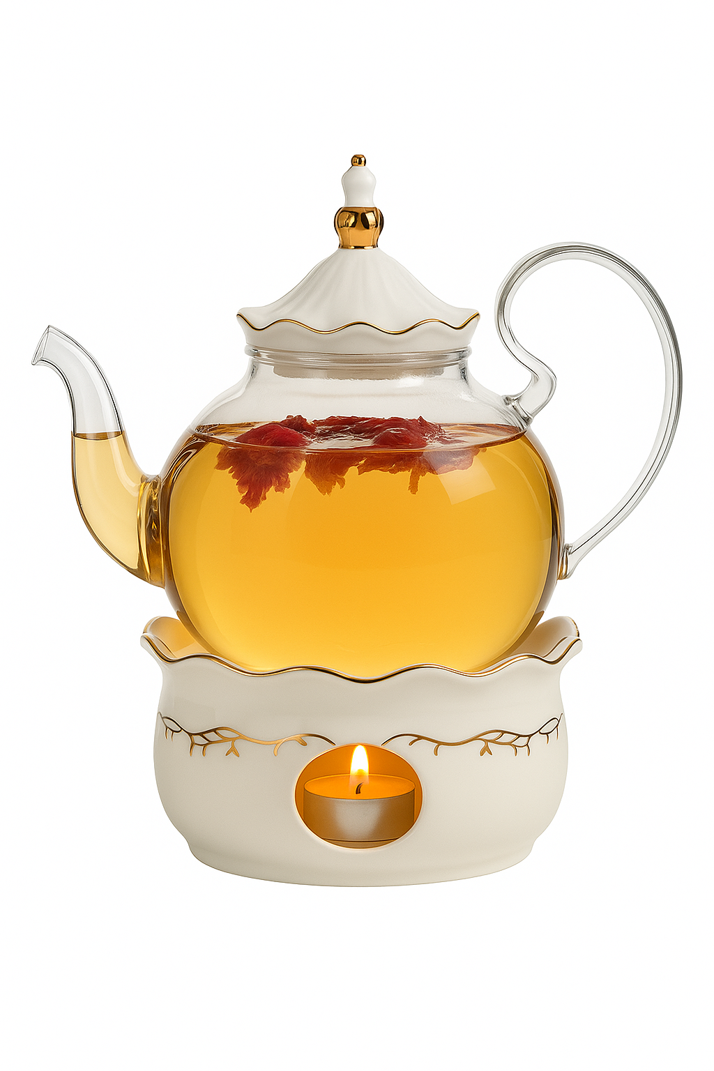 Service à thé vintage en porcelaine avec chauffe théière - vue 2 sur 2