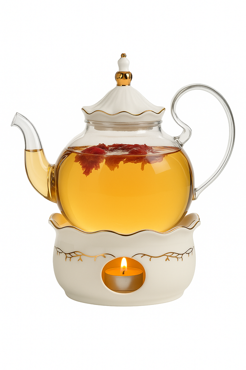 Service à thé vintage en porcelaine avec chauffe théière - vue 3 sur 2