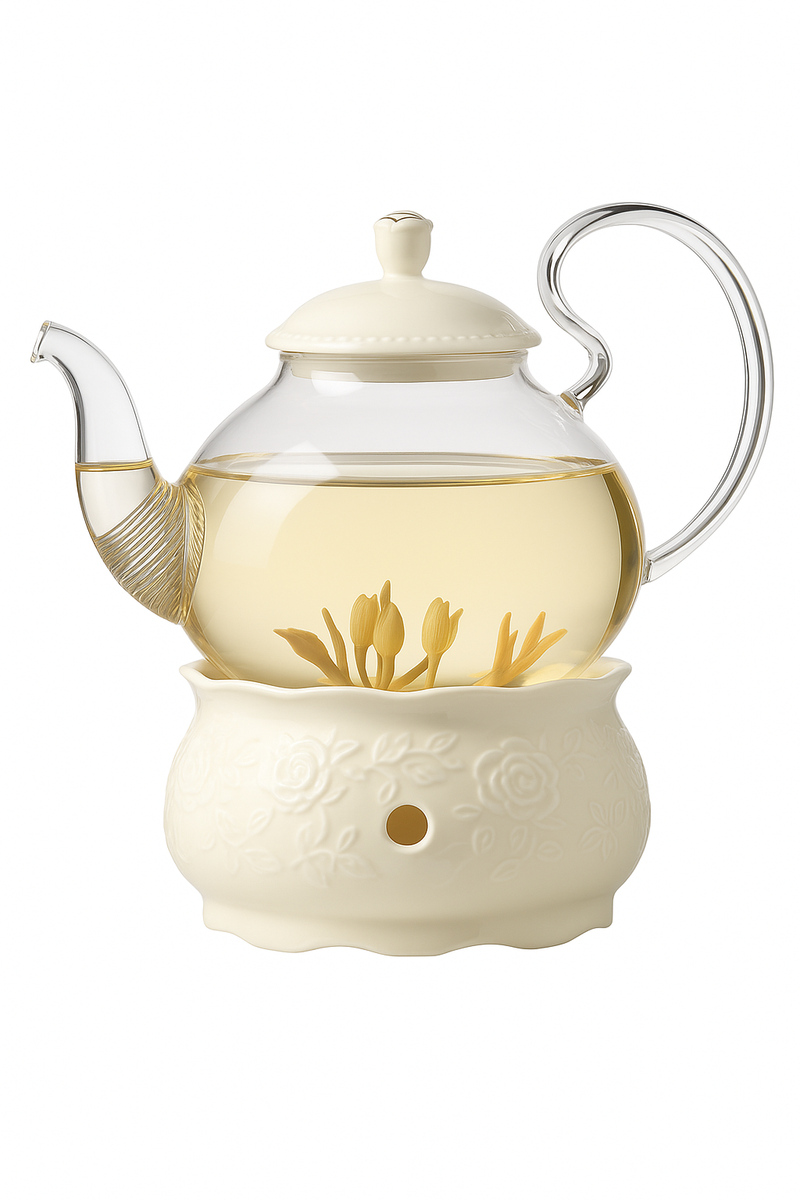 Service à thé vintage porcelaine théière filtre chauffe