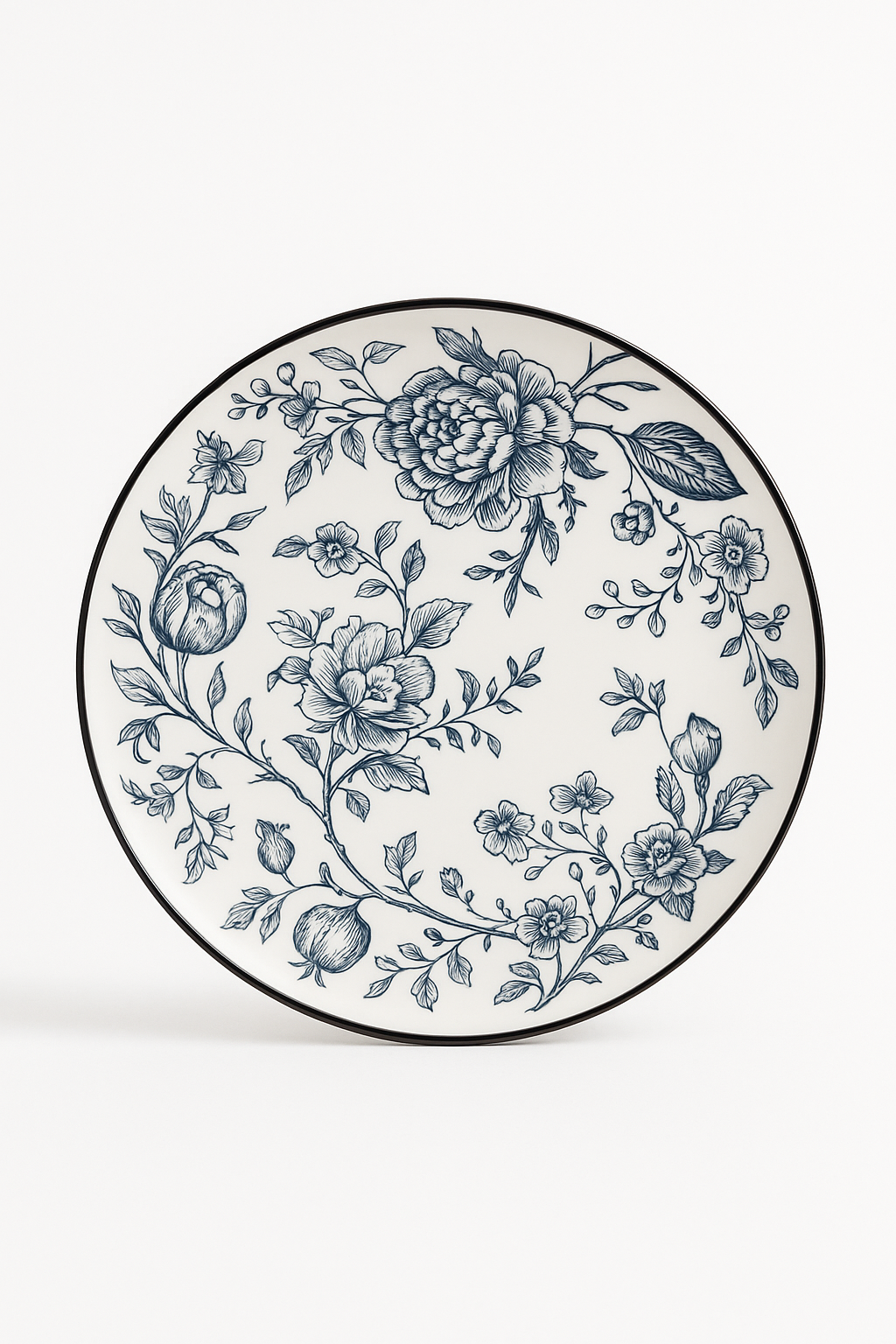 Service d assiettes ceramique motif floral style champetre - vue 2 sur 3