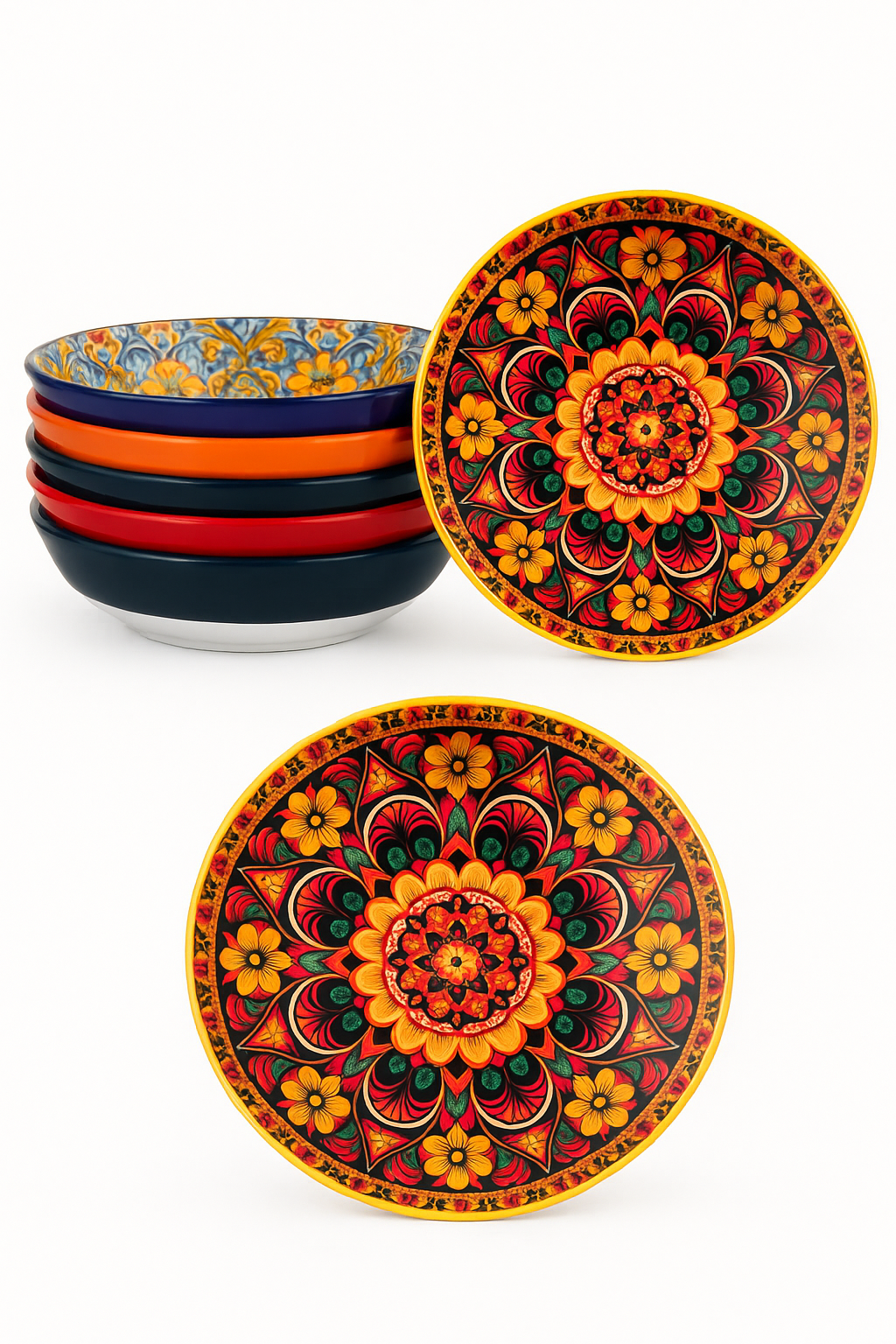 Service de table céramique bohème motif floral complet - vue 2 sur 3