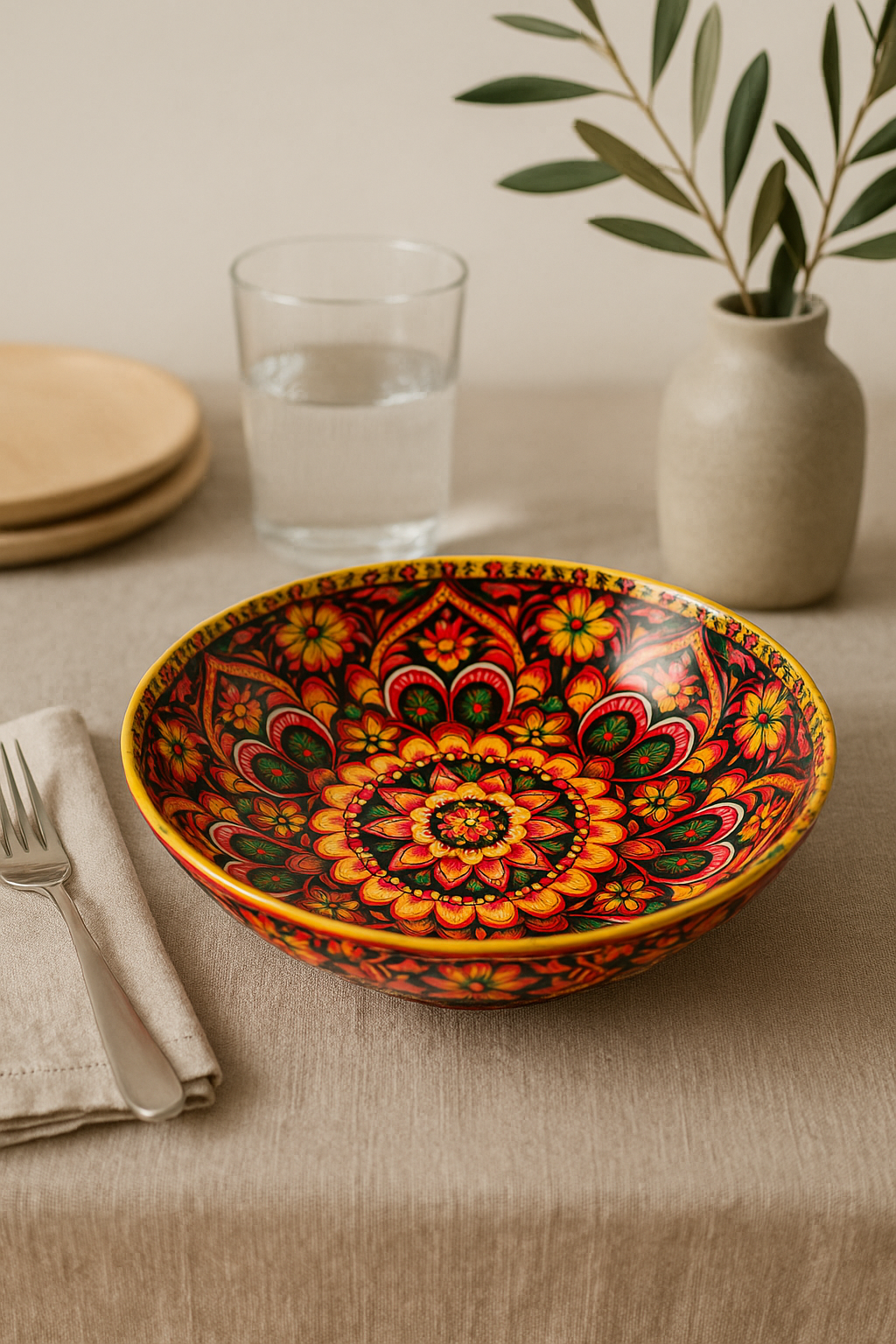 Service de table céramique bohème motif floral complet - vue 3 sur 3
