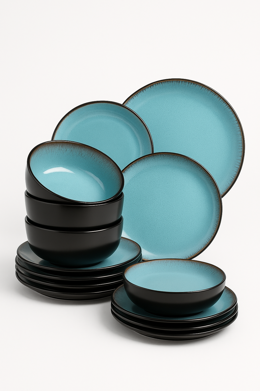 service de table ceramique gres style moderne complet - vue 2 sur 3