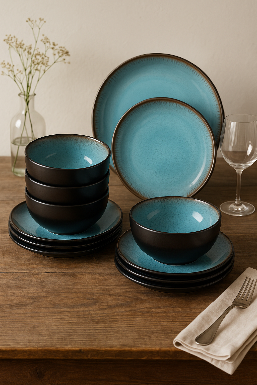service de table ceramique gres style moderne complet - vue 3 sur 3