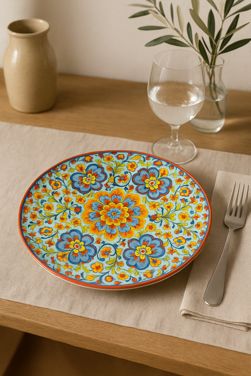 Service de table ceramique motif floral bohème complet