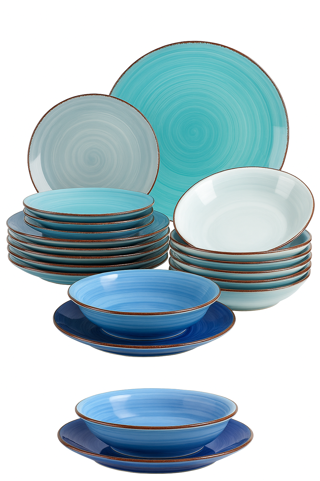 Service de table ceramique motif paysage peint main - vue 3 sur 2