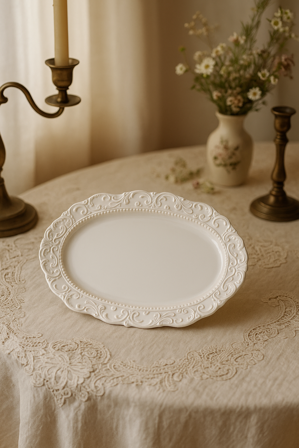 Service de table céramique relief style vintage complet - vue 3 sur 3