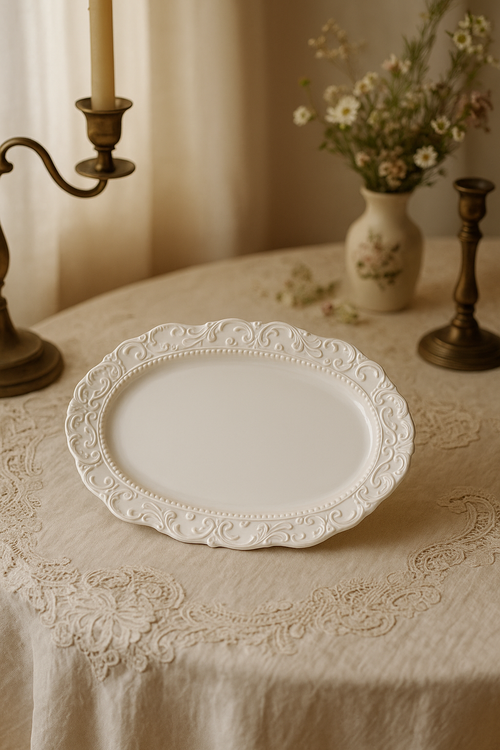Service de table céramique relief style vintage complet