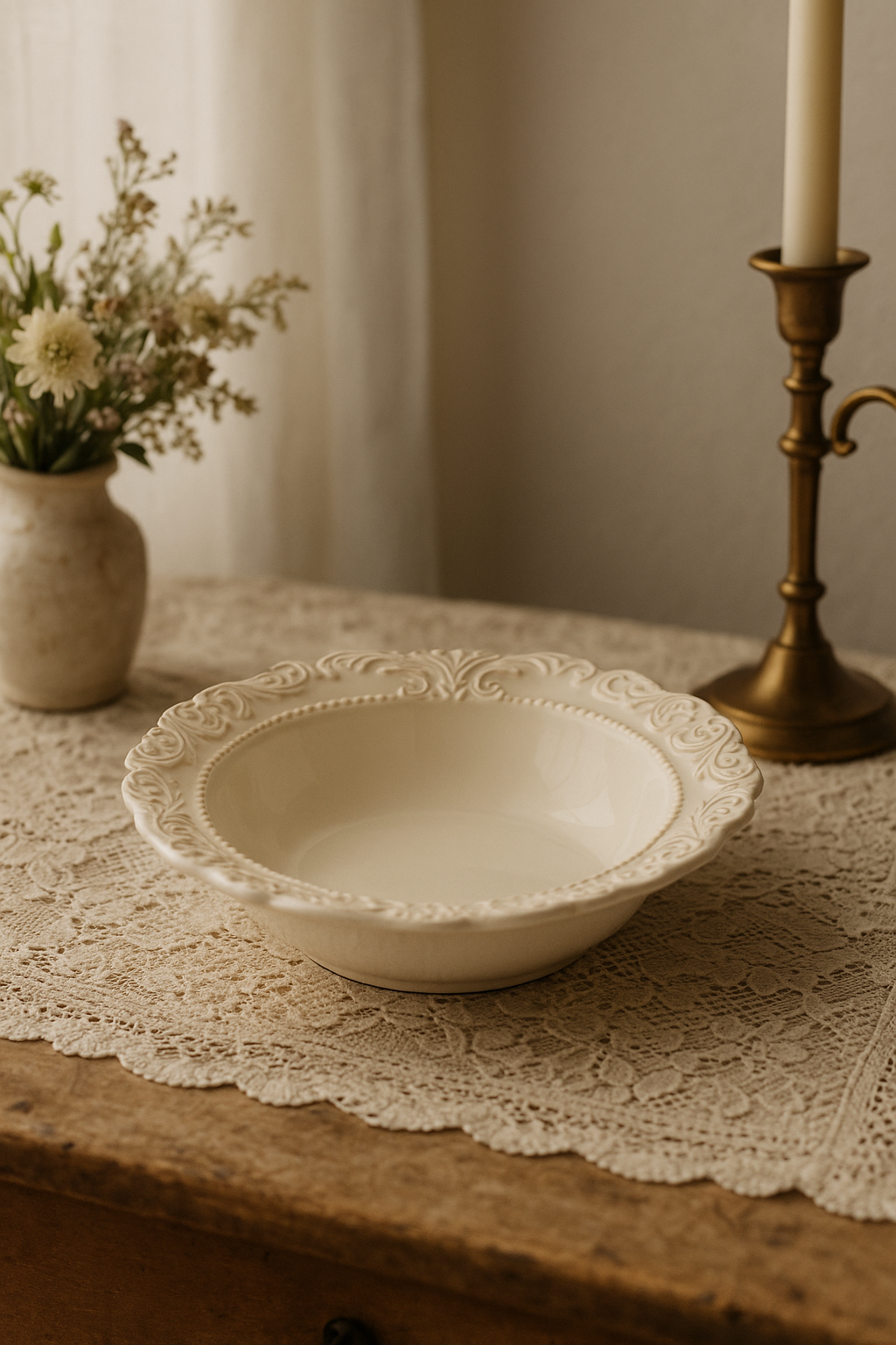 Service de table ceramique relief style vintage restaurant - vue 3 sur 3