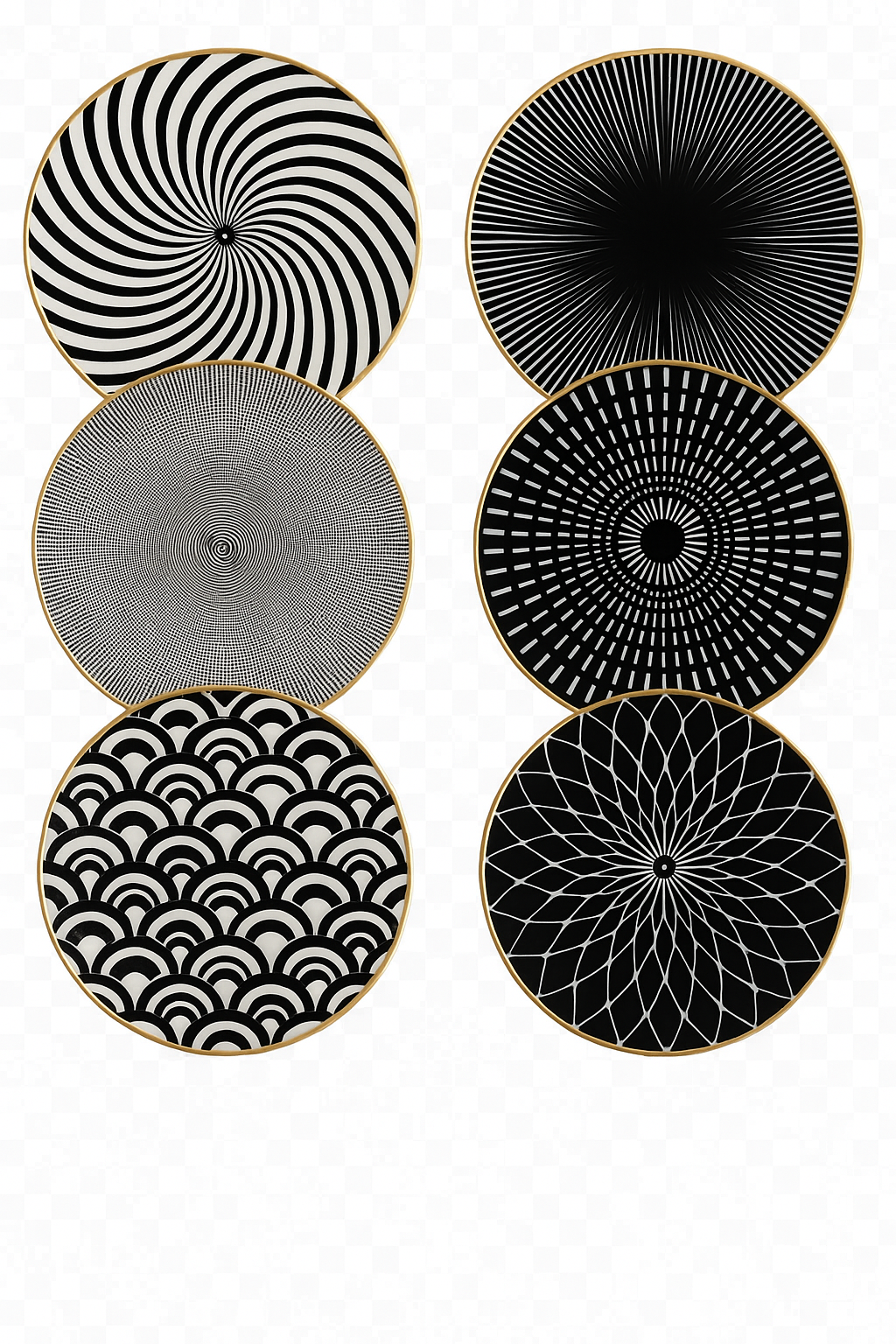service de table géométrique 6 pièces assiettes céramique - vue 3 sur 2