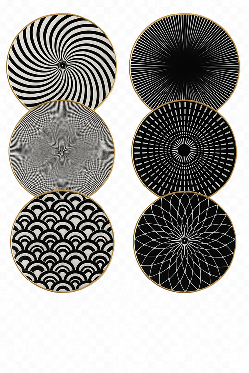 service de table géométrique 6 pièces assiettes céramique