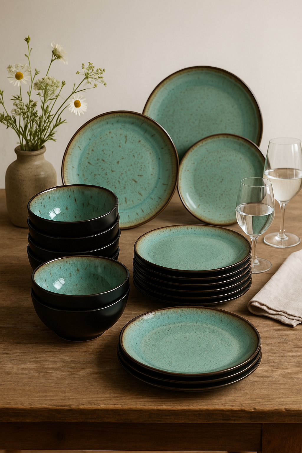 service de table grès design moderne assiettes bols - vue 3 sur 3
