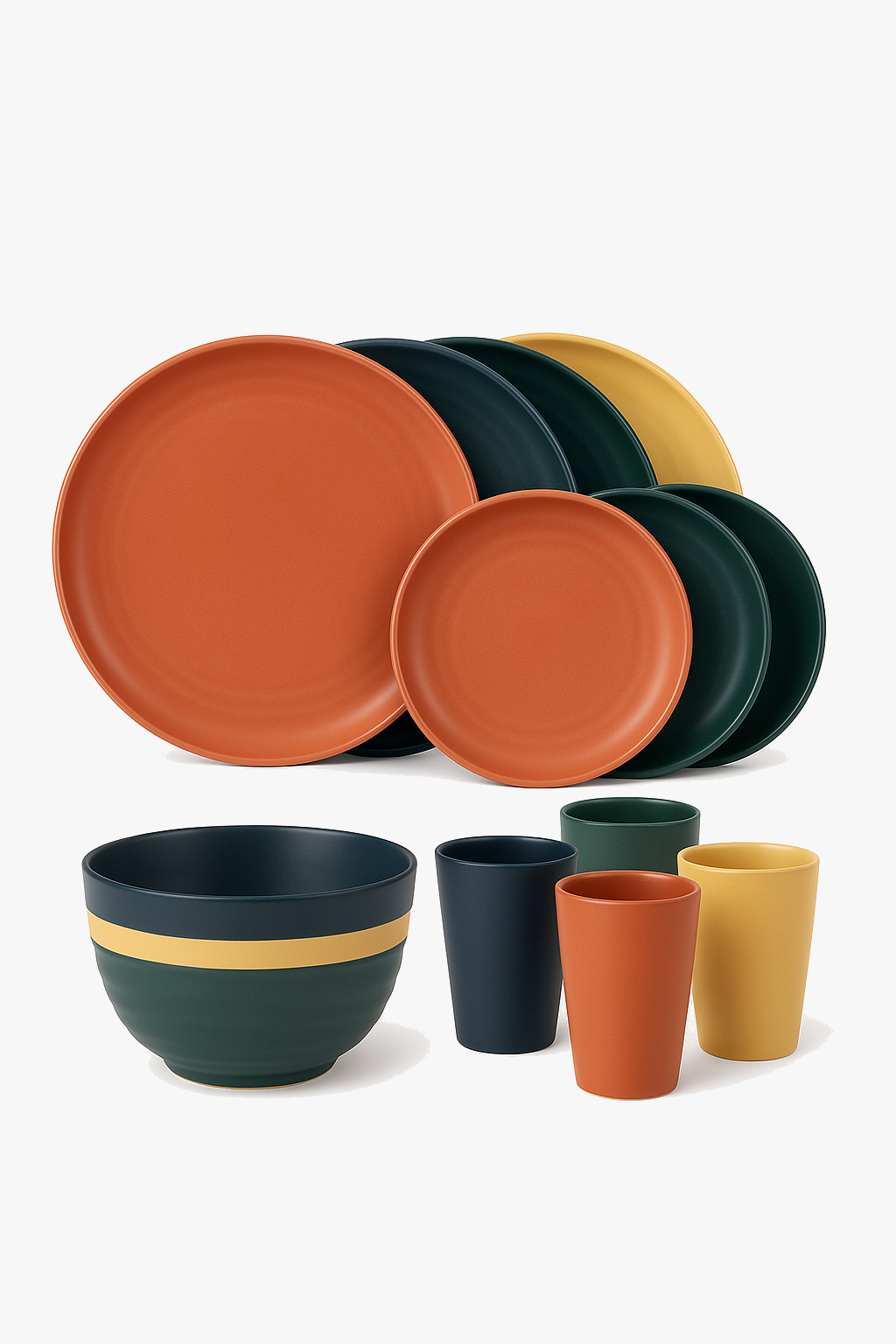 Lightweight unbreakable wheat straw tableware set