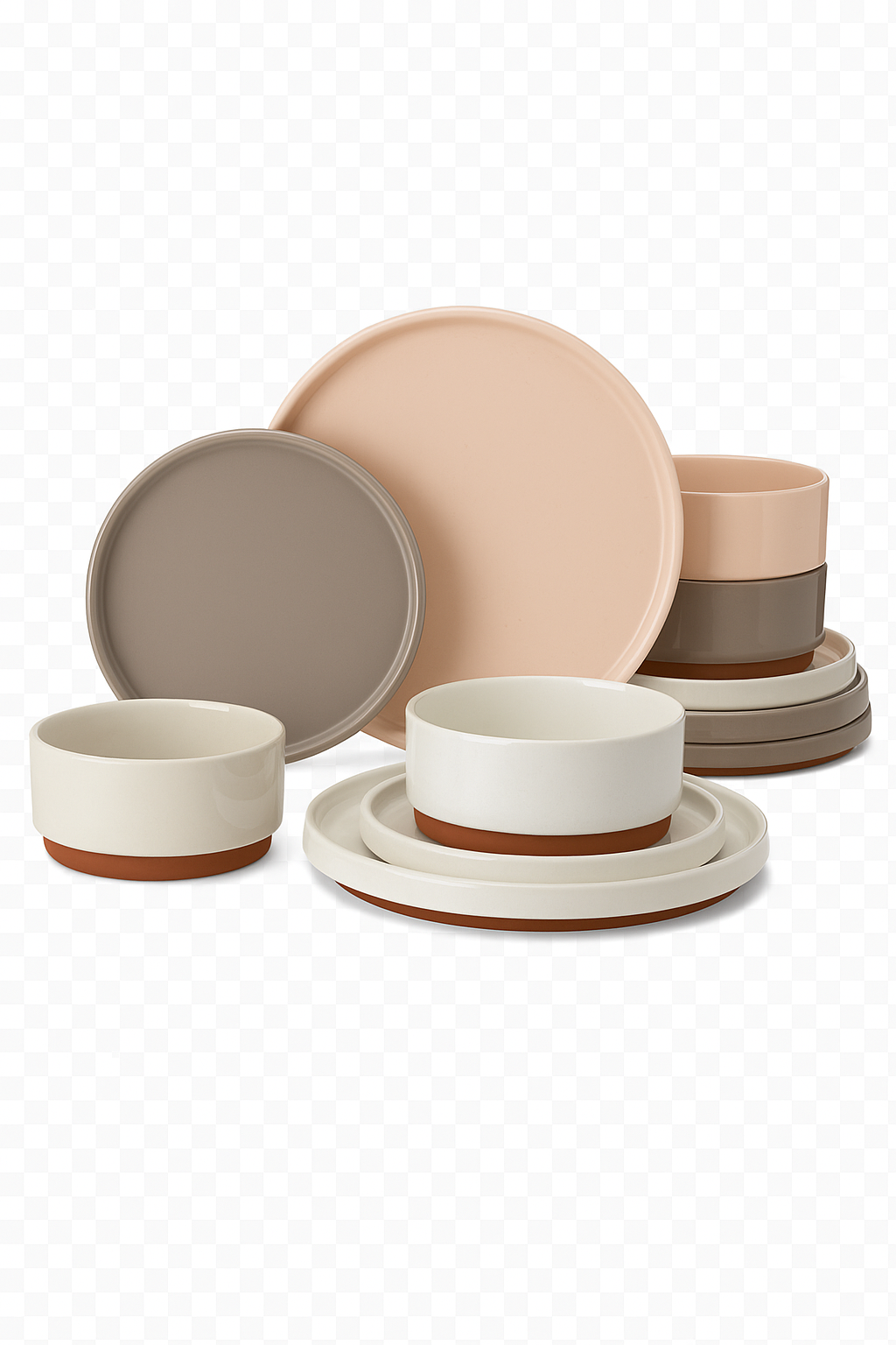 Service de table porcelaine assiettes bols bord relevé - vue 2 sur 2