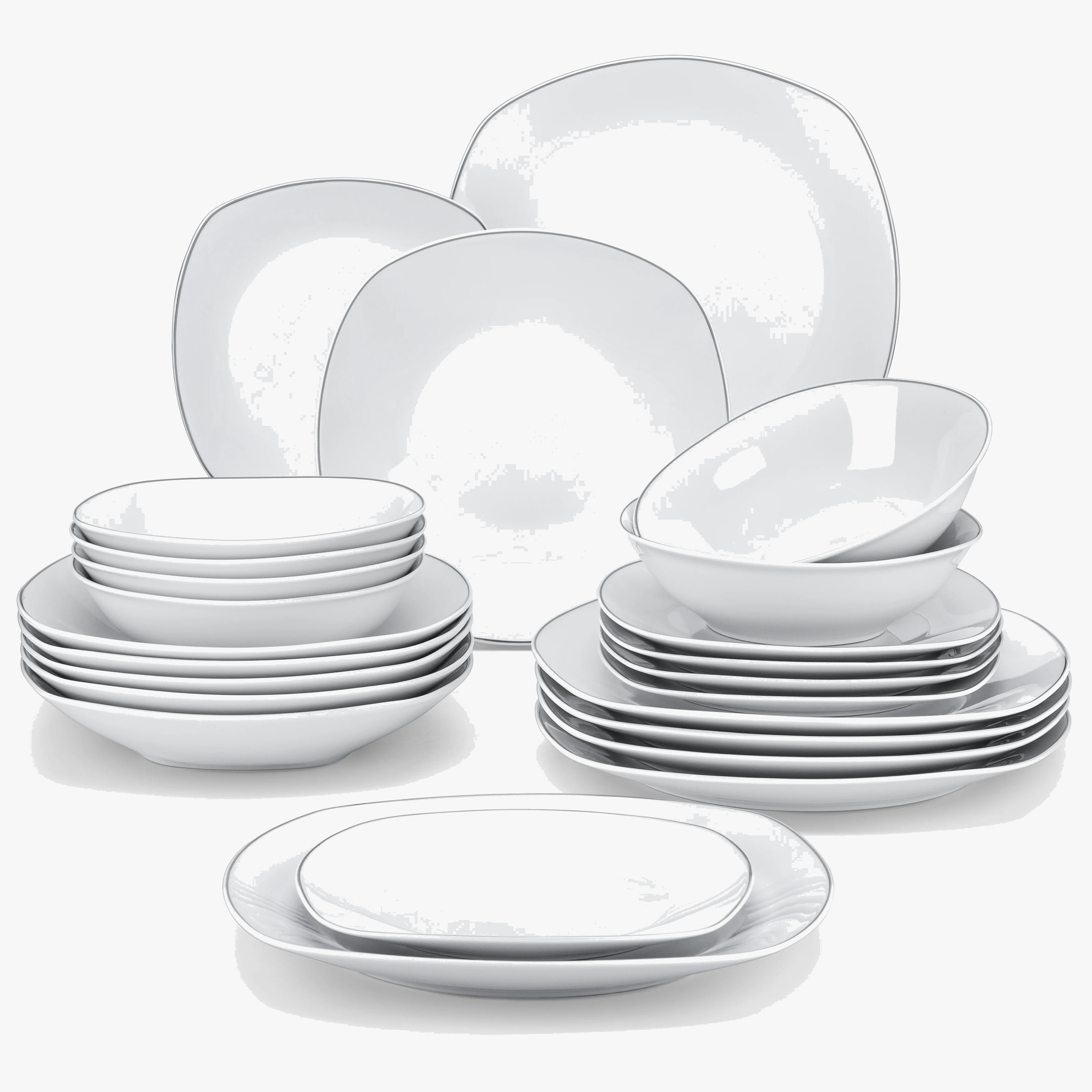 Service de table porcelaine bordure elegante 24 pieces