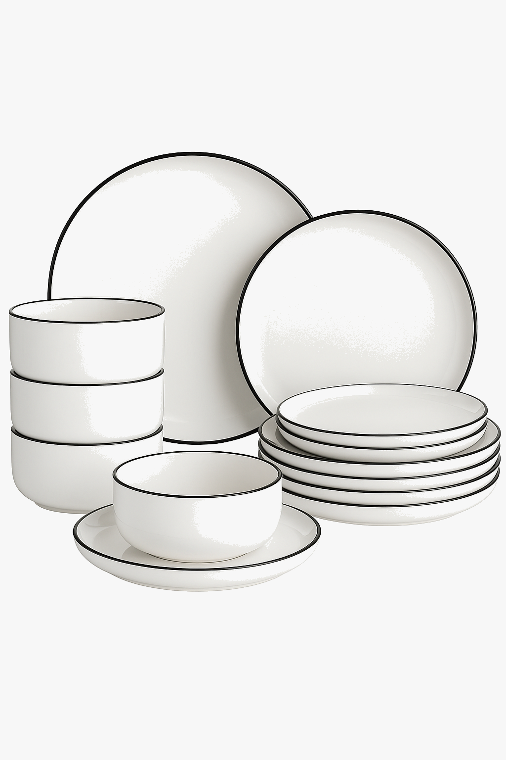Service de table porcelaine bordure style moderne 4 personnes