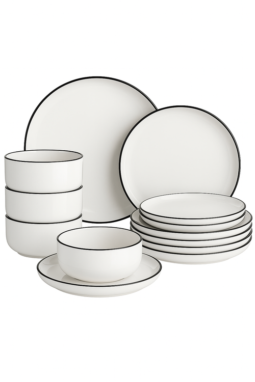 Service de table porcelaine bordure style moderne 4 personnes