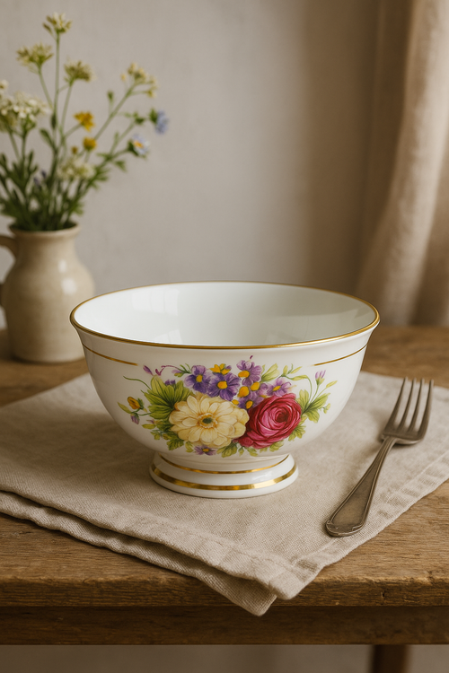Service de table porcelaine fine motif floral occidental