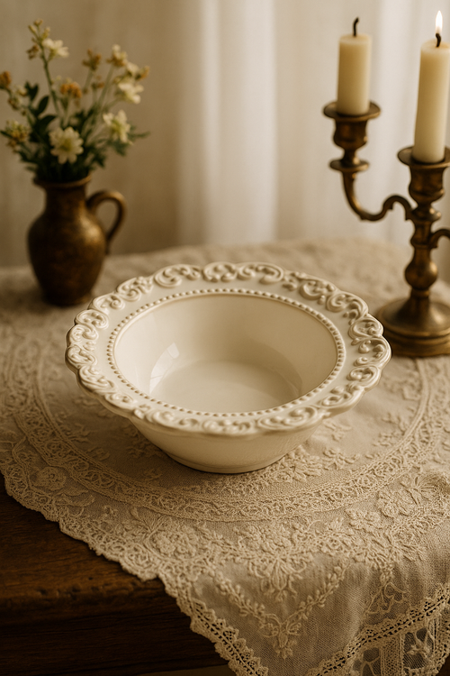 service de table vintage céramique relief style restaurant