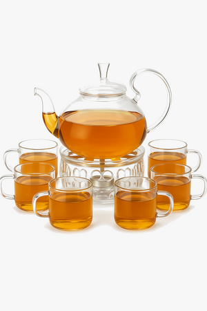 Double wall glass tea set with infuser 800ml