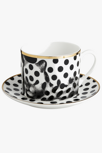 Service thé vintage céramique italienne avec plateau soucoupe