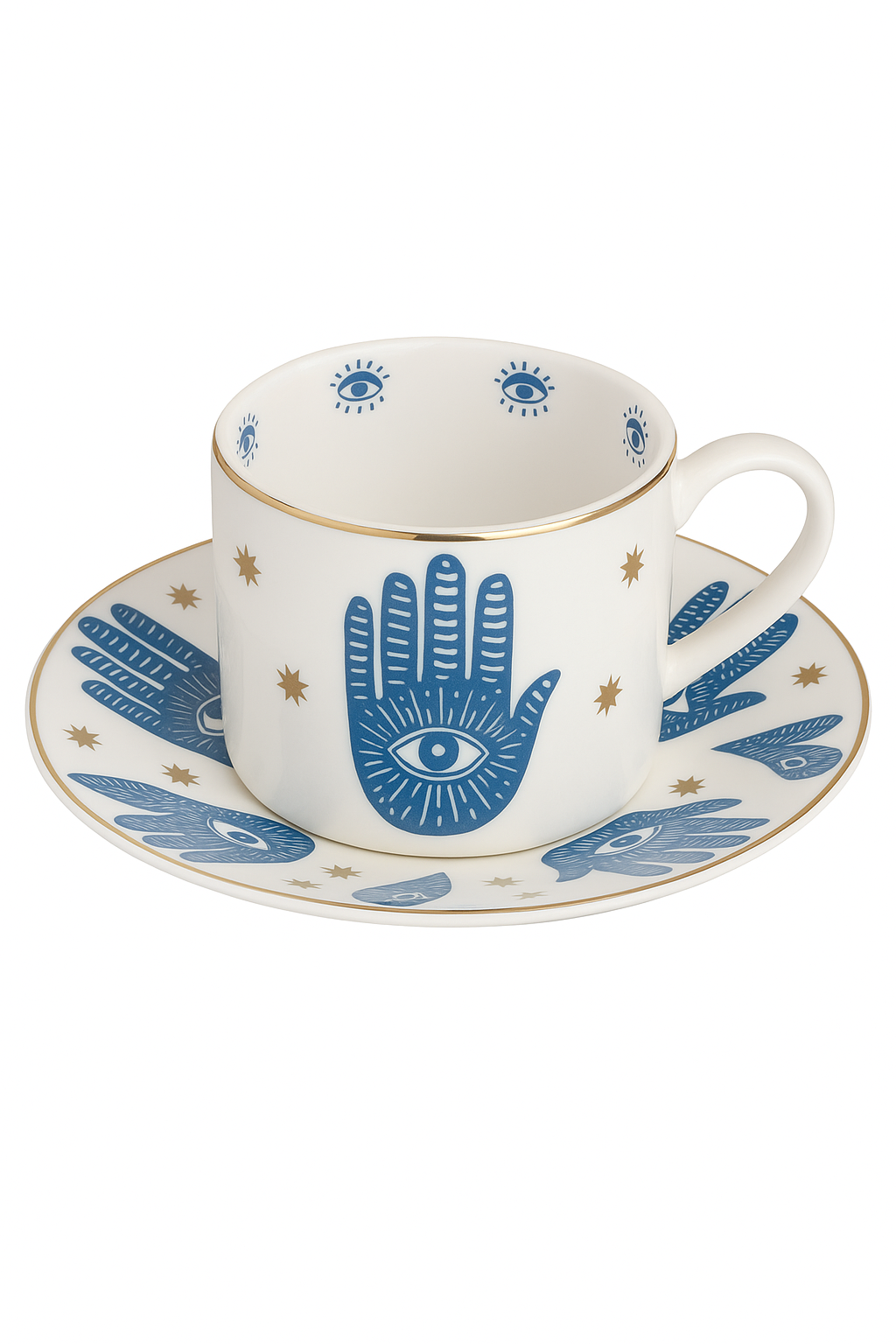 Service thé vintage céramique italienne tasse soucoupe plateau - vue 2 sur 2