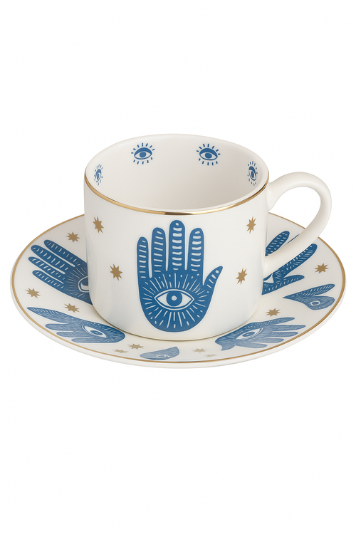 Service thé vintage céramique italienne tasse soucoupe plateau