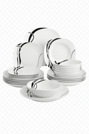 Service vaisselle porcelaine design rayures forme carrée