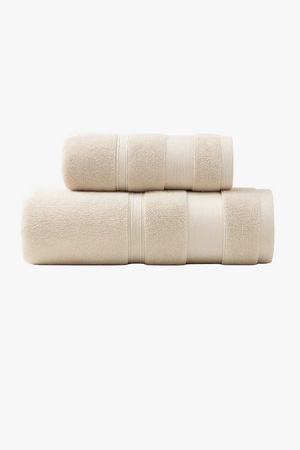 Set of two soft absorbent cotton bath towels