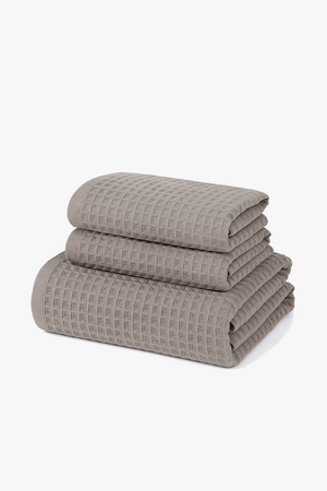 Waffle bath towel set of 3 fast absorbent