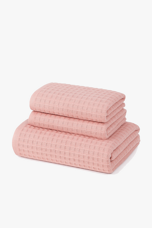 Quick dry waffle cotton bath towel set