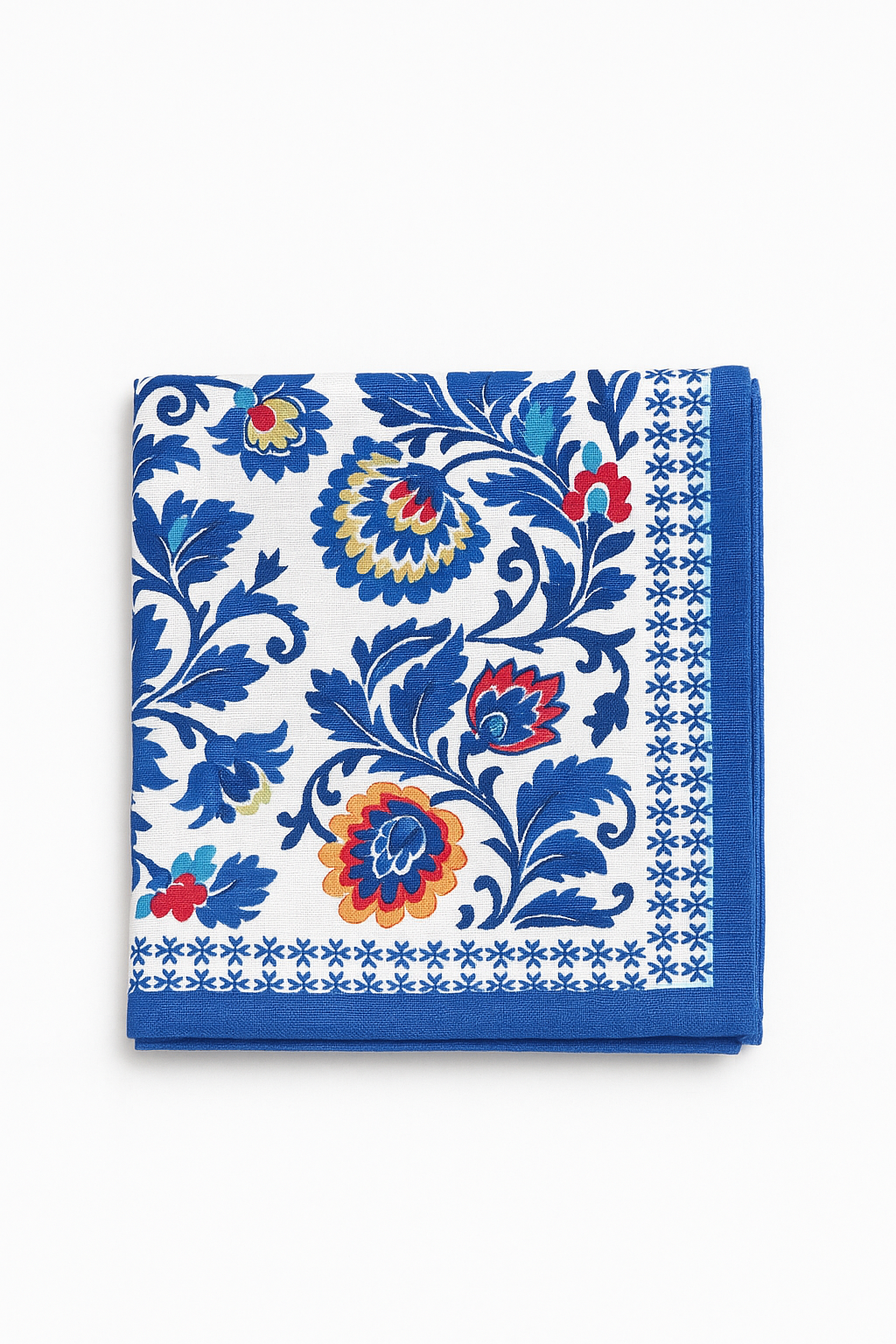 Serviette de table coton brodé fleurs lot dix - vue 3 sur 3