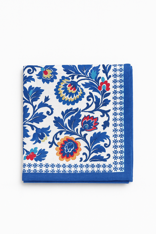 Serviette de table coton brodé fleurs lot dix