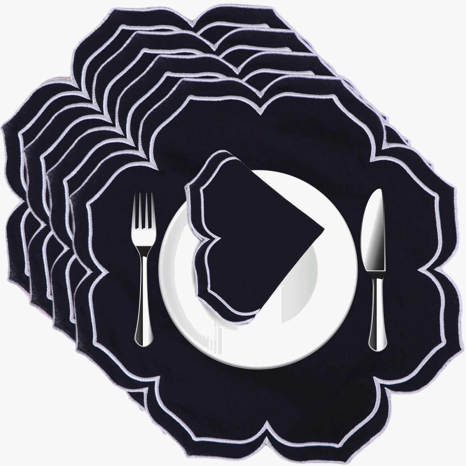 Serviette de table tissu style washa bords ondulés