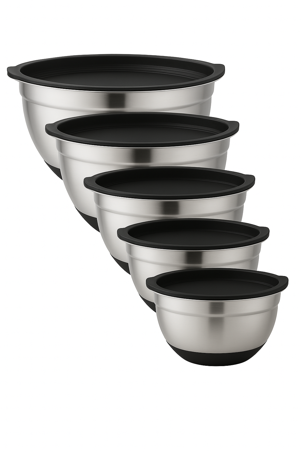 Set 6 bols inox gigognes avec couvercles antidérapants