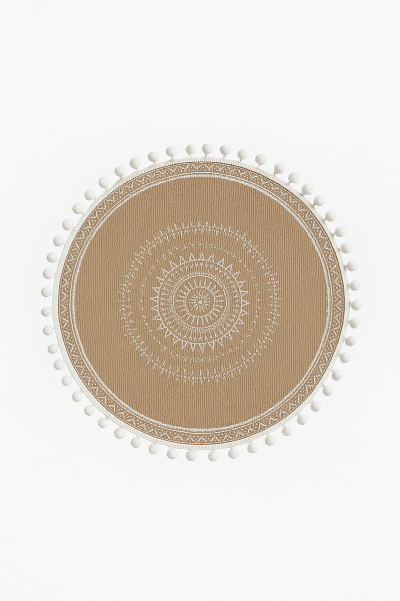 Set de table bohème tressé bambou pompons jute